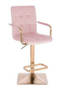 HC1015WP Négyzet Rózsaszín modern velúr szék arany lábbal