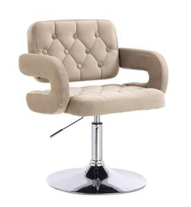 HR8403N Latte modern velúr szék krómozott lábbal