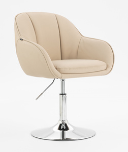 HR2055N Krémszínű Modern Műbőr Szék Krómozott lábbal