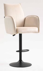 HR280W Krémszínű Modern Velúr Szék Fekete lábbal