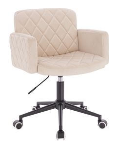 HR802K Krémszínű Modern Velúr Szék Fekete lábbal