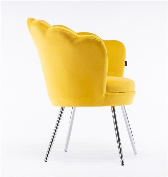 FREY Sárga modern velúr szék krómozott lábbal
