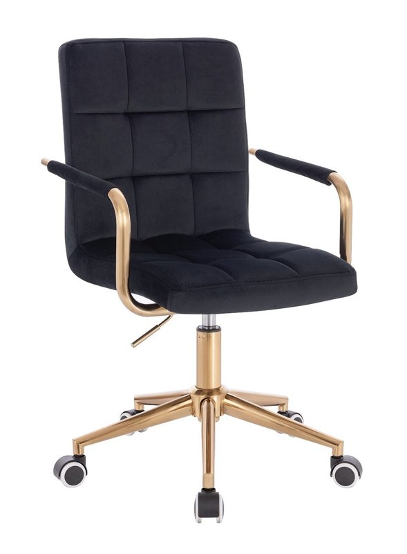 HC1015KP Fekete modern velúr szék arany lábbal