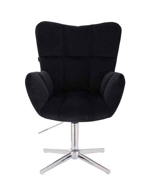 HR650CROSS Fekete modern velúr szék krómozott lábbal