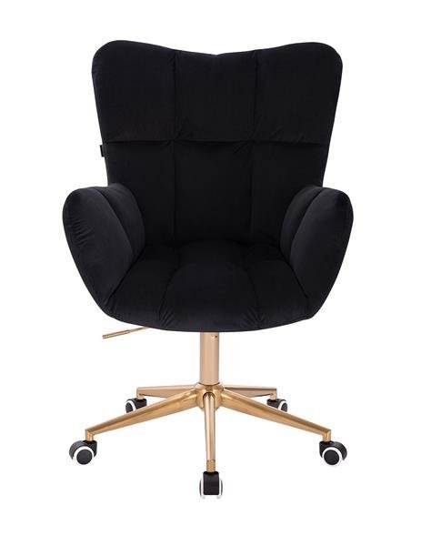 HR650K Fekete modern velúr szék arany lábbal