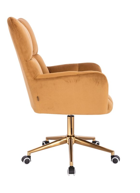 HR650K Mézbarna modern velúr szék arany lábbal