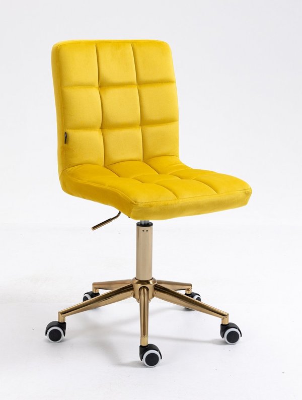 HR7009K Sárga modern velúr szék arany lábbal