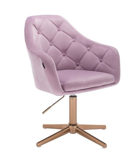 HR831CROSS Halványlila modern velúr szék arany lábbal